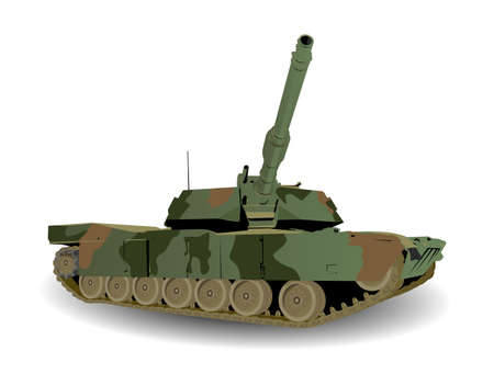 Green Army Tank Over White
