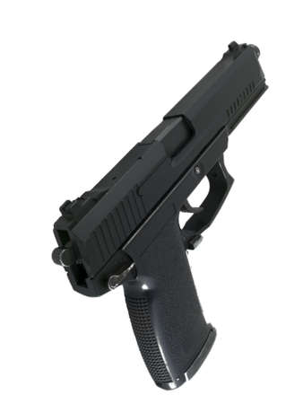 Black Pistol Handgun Over Whiteの写真素材