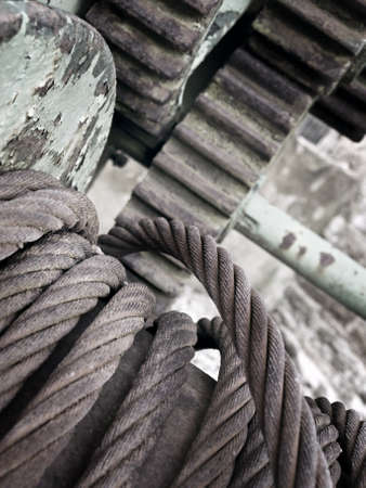 Steel Rope Wire and Cogs industrial Sceneの写真素材