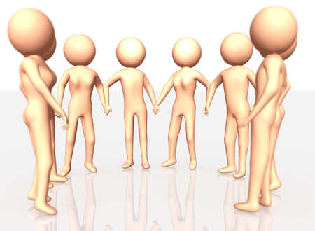 Circle of nudists or abstract human friends - Selective DOFの写真素材