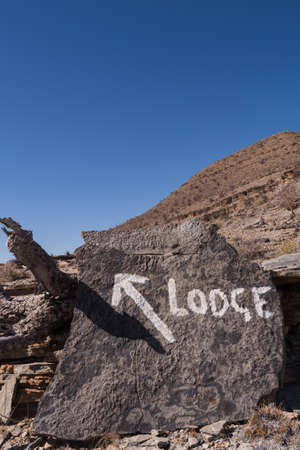 Hand Painted Trail Sign with Arrow, Namibiaの写真素材