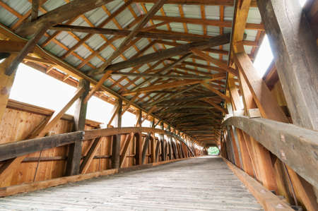 Historic wooden Covered Bridge Interior, USAのeditorial素材