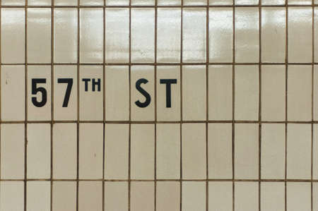 New York City 57th Street Subway Station tile signageの写真素材