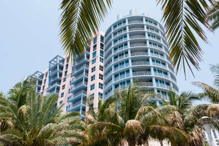 Colorful hotel architecture in South Beach Miami Floridaのeditorial素材