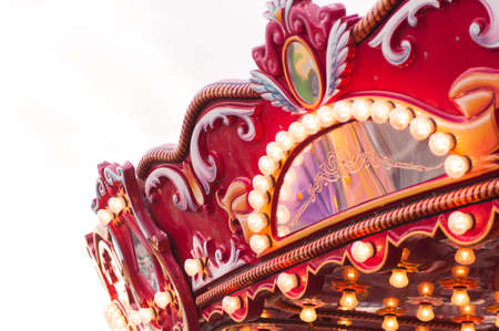 Close up of Carnival carousel swing ride at fairの写真素材