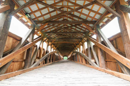 Historic wooden Covered Bridge Interior, USAのeditorial素材