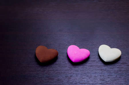 Pink heart-shaped chocolate gifts for Valentine's Day.の写真素材