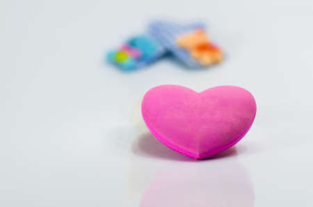 Pink hearts for Valentine's Day.On white backgroundの写真素材