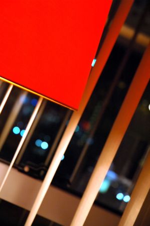 Red Lamp Standing by the window.の写真素材