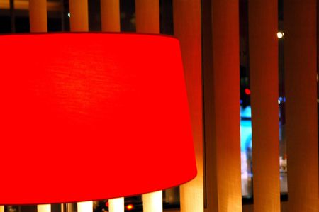 Red Lamp Standing by the window.の写真素材