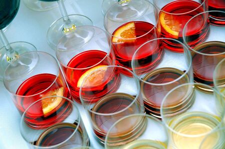 Various drinks prepared for guests on party.