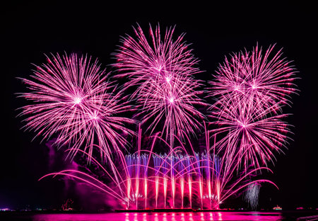 Colorful fireworks display for celebration happy new year and merry christmas