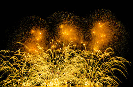 Colorful firework display for celebration happy new year and merry christmas