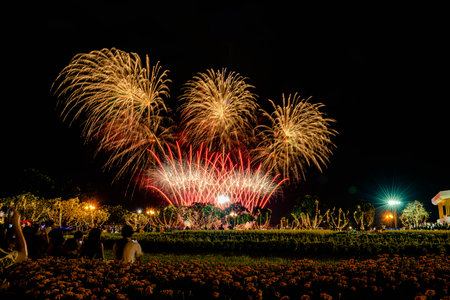 Colorful Firework at Chiang Rai Province,Thailand.の写真素材