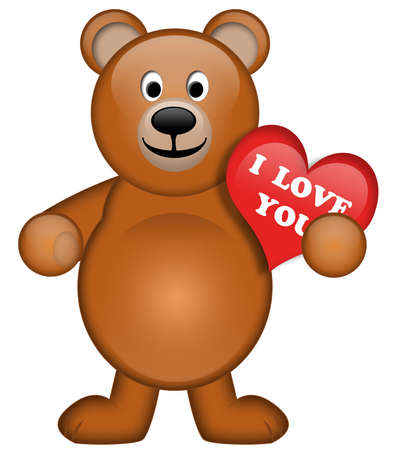 A brown bear with heartの写真素材