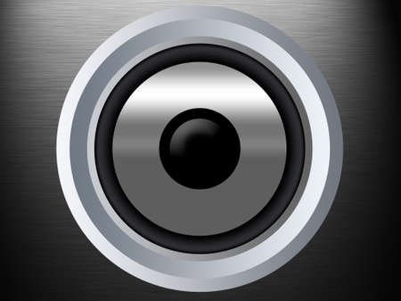 Speaker on a silver metal textureの写真素材