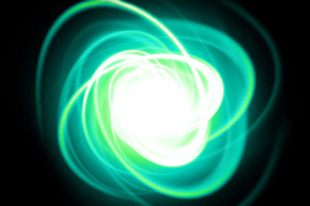 Green dynamic streak on a black backgroundの写真素材
