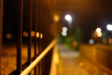 A danger street in the city at the nightの写真素材