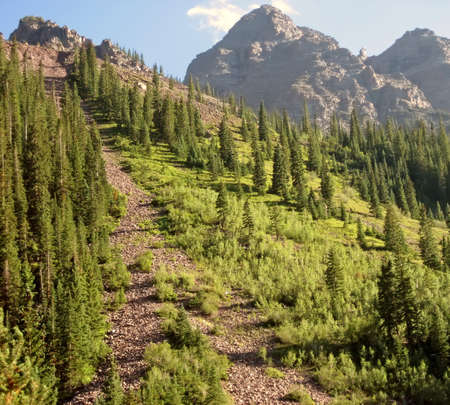Steep path in the Rocky Mountains of Coloradoの写真素材