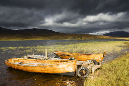 Boats on Loch Aweの写真素材