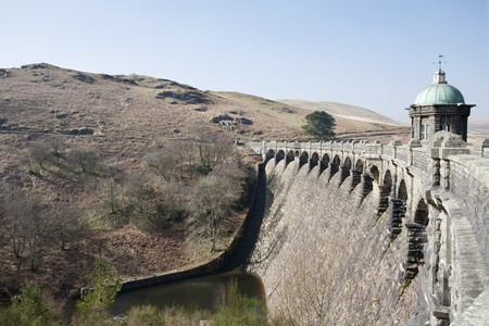 Craig Goch dam in the Elan Valley in Walesの写真素材
