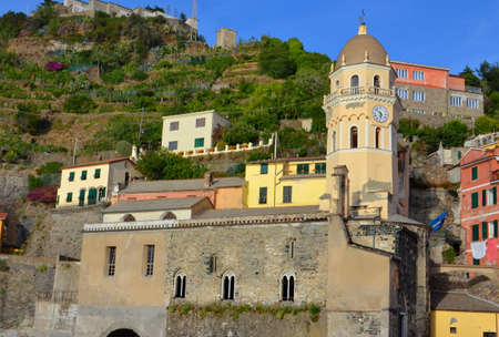 Scenic view of colorful village Vernazza, Cinque Terre, Italyの写真素材