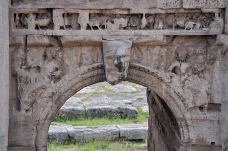 Arch of Septimius Severus at the Roman Forum, Rome, Italyの写真素材