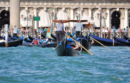 September 22, 2015 - Gondolas on the canals in Venice.