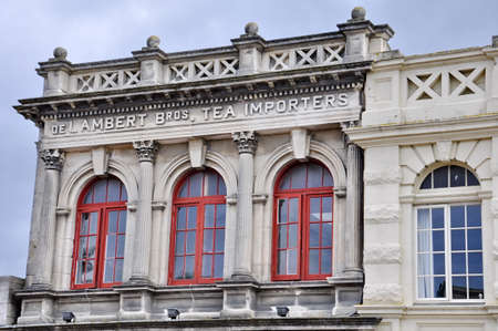 Oamaru, New Zealand, December 3, 2016: Ancient buildings along an old harbour street in Oamaru, South Island, New Zealand.のeditorial素材