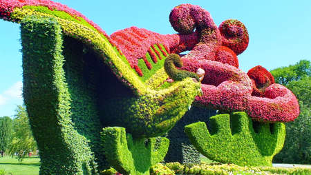 Mosaicultures Internationales 2013, Montreal Botanical Garden, a collection of fifty living sculptures, from countries around the world.  China's entry: "Planting Plane Trees to Attract the Phoenix".のeditorial素材