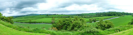 Panoramic of green pastures in Irelandのeditorial素材