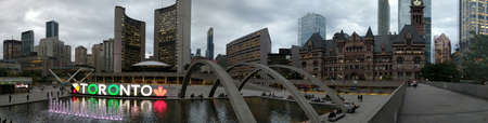 Toronto, Ontario, Canada, September 19, 2019: View of the Multicolour Toronto Sign in Nathan Phillips Square.のeditorial素材