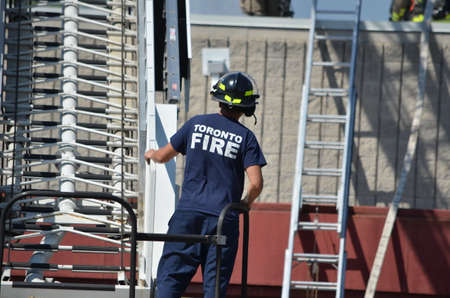Toronto, Ontario, Canada, September 3, 2020: Toronto Fire Services fights a 2 alarm industrial fire...