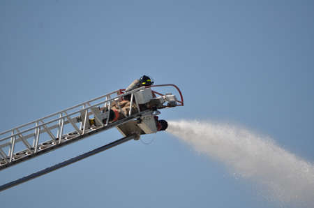 Toronto, Ontario, Canada, September 3, 2020: Toronto Fire Services fights a 2 alarm industrial fire on Passmore Avenue in Scarborough, Ontario.のeditorial素材