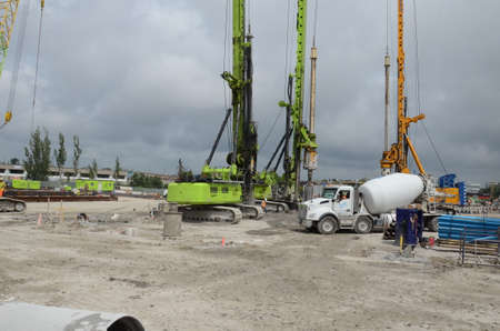 Toronto, Ontario, Canada - August 18, 2021: Construction of the launch shaft of the TTC Scarborough...