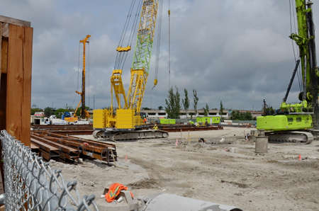 Toronto, Ontario, Canada - August 18, 2021: Construction of the launch shaft of the TTC Scarborough...