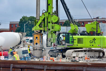 Toronto, Ontario, Canada - August 18, 2021: Construction of the launch shaft of the TTC Scarborough...