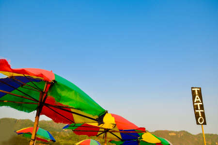 A temporary tattoo on the beachの写真素材