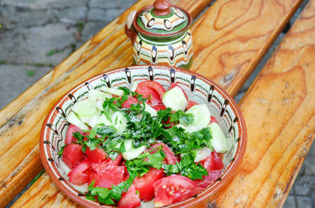 Traditional bulgarian shopska saladの写真素材