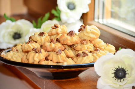 homemade cookies with walnutsの写真素材