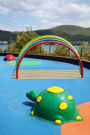 Colorful children playground  with sea view