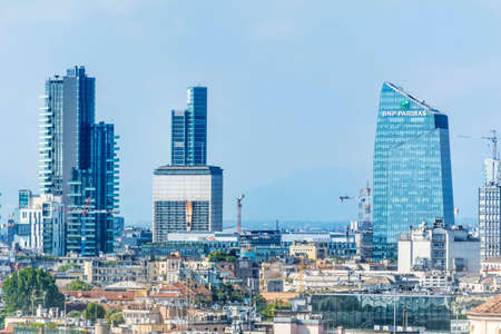 MILAN, ITALY - JUNE 27, 2018: Milan Skyline with Modern Skyscrapers in Porto Nuovo Business District,North of  Italy.のeditorial素材