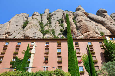 MONTSERRAT, SPAIN - 22 ,JUNE 2016: Santa Maria de Montserrat Monastery and  Mountains of Huge Rocks in  Spain,Cataloniaのeditorial素材