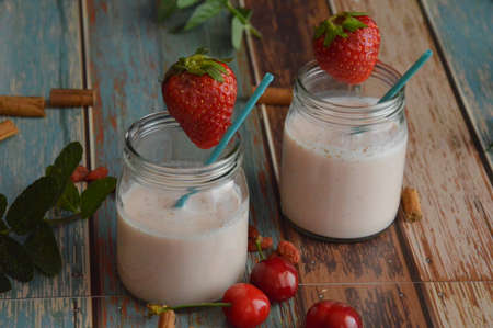 Strawberries smoothiesの写真素材