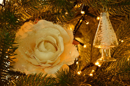 Christmas lights and decorationsの写真素材
