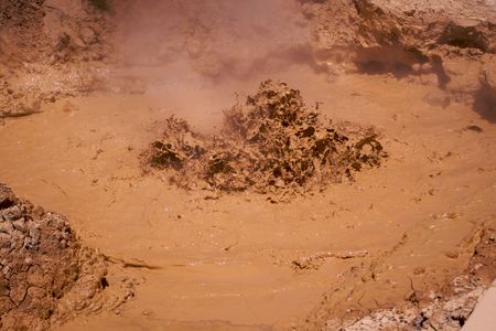 Volcanic bubbling mud pits in Lassen Park California