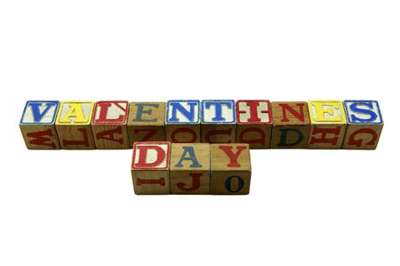 Vintage style colored wood alphabet blocks spelling Valentines Dayの写真素材