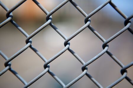 Narrow Dept of Field close up image of chain link fenceの写真素材