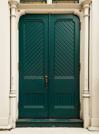 Colonial style Colonial Green Door on white house の写真素材