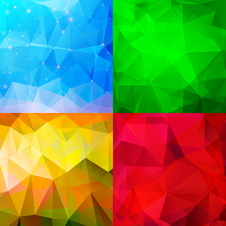 Set of abstract colorful backgrounds. Polygonal  vector.のイラスト素材